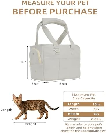 ONECUTE Dog Purse Carrier for Small Dogs Rabbit cat with Large Pockets, Cotton Bag, Dog Carrier Soft Sided, Collapsible Travel Puppy Carrier (Grey, 13.6" L x 6.5" W x 10" H)