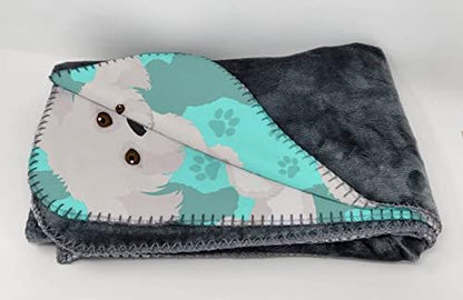 Caroline's Treasures MLM1020TBLT Bichon Frise Soft Travel Blanket with Bag Airplane Blanket, Indoor Outdoor Camping Blanket for Traveling, Picnics, Beach Trips, Concerts