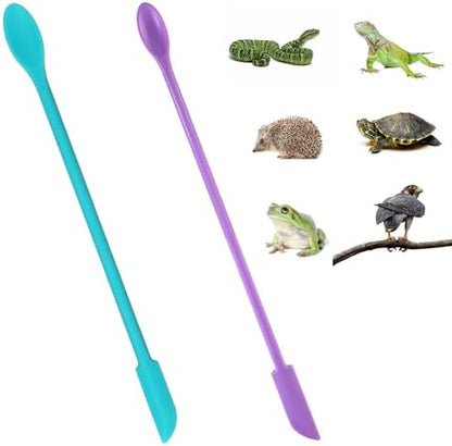 2Pcs Reptile Spoon, Crested Gecko Food Mixing Spoon Long Handle Feeding Tool Crested Gecko Accessories fit Lizard Gargoyle Bearded Dragon