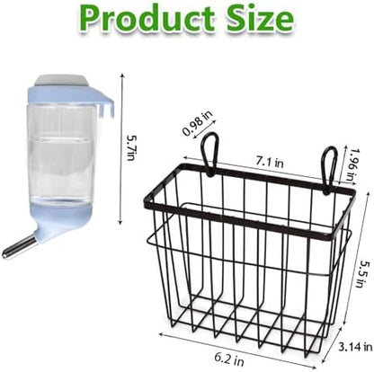 SANGLE SOPFFY Rabbit hay Feeder Small Animal Feeding Set with 350ml Water Bottle, Hay Rack for Guinea Pigs, Chinchillas