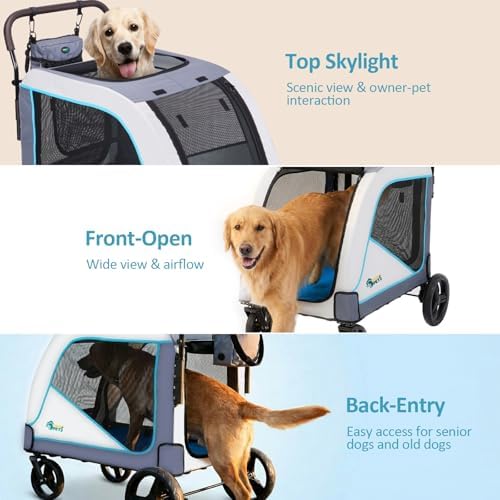 Ownpets Extra Large Dog Stroller for Large Breeds, 154 lbs Capacity, Black