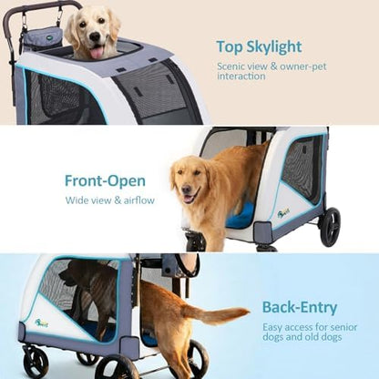Ownpets Extra Large Dog Stroller for Large Breeds, 154 lbs Capacity, Black