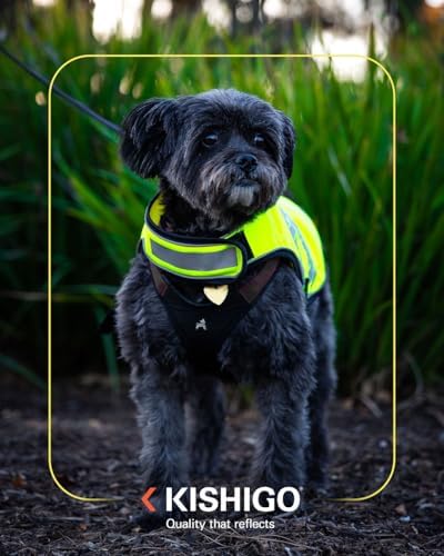 Reflective Dog Safety Vest, Harness and Collar Compatible, Waste Bag Holder, Water Resistant, Adjustable Neck and Chest, Day or Night Walking, High-Visibility Protection (Lime, XS)