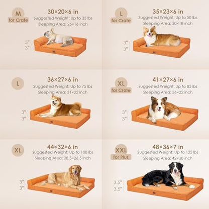 EHEYCIGA Orthopedic Dog Bed Medium Size, Memory Foam Dog Bed, Pumpkin