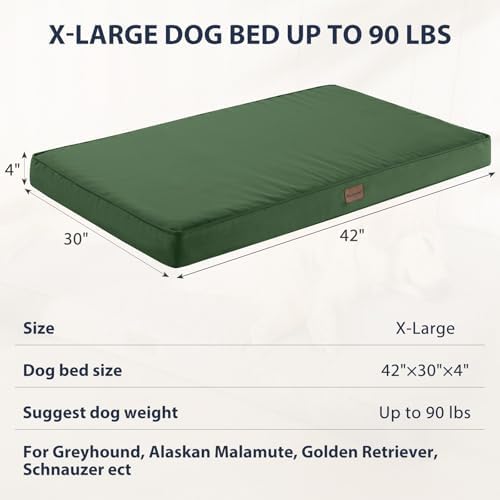 BFPETHOME Outdoor Waterproof Dog Bed for Large Dogs, Washable Cover, 42"