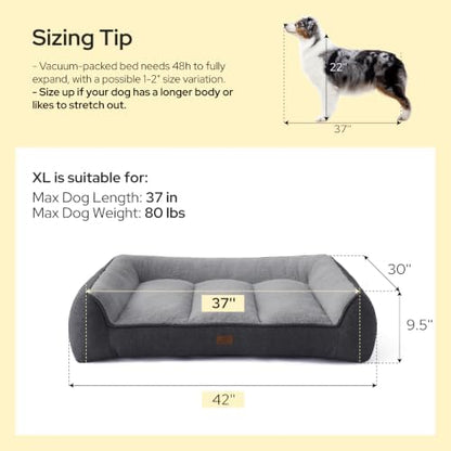 Bedsure SupportMax™ Extra Thick Orthopedic XL Dog Beds Large Sized Dog