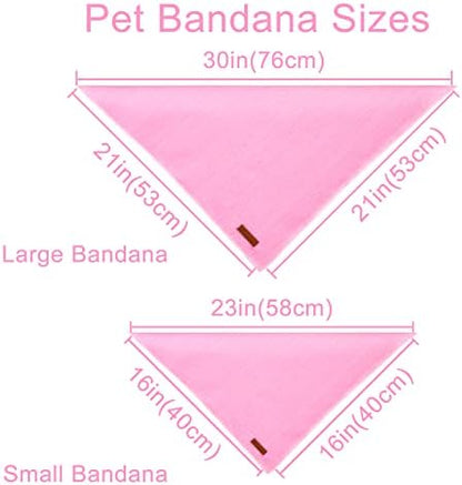 Dog Bandana - Comfortable Cotton Triangle Scarf for Medium Large Dogs, Washable Pet Kerchief for Girl Female Dogs, Pink Adorable Classic Bid Scarf