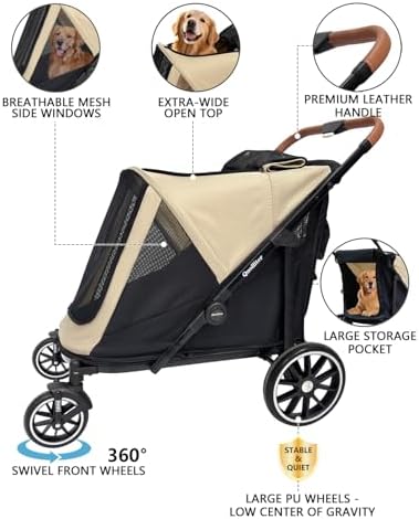 Dog Stroller for Large & Medium Dogs, up to 130 lbs Pet Stroller