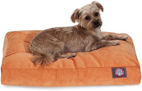 Majestic Pet Rectangular Dog Bed, Medium, 36x29x4 in, Washable, Orange