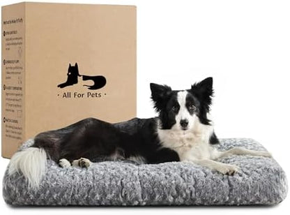 Double-Sided Dog Beds Large Sized Dog, Washable Dog Crate Beds, Thick Supportive Pet Sleeping Mat, Reversible Dogs Pillow Weight Up to 75lbs, 41x27, Light Grey