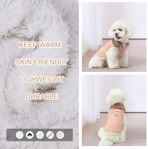 BEAUTYZOO Warm Dog Puffer Jacket Vest, Dog Winter Coat with Harness, Pink M