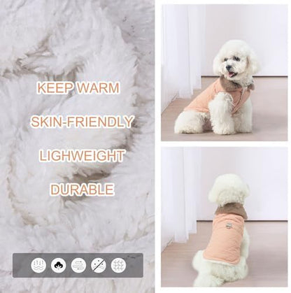 BEAUTYZOO Warm Dog Puffer Jacket Vest, Dog Winter Coat with Harness, Pink M
