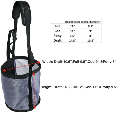 Majestic Ally Horse Feed Bag, Heavy Duty Nylon Mesh Grain Feed Bag, Adjustable Strap with Durable Snap and Elastic Straps, Comfort Neck Pad and Nose Pad- Large (Full, Beige)