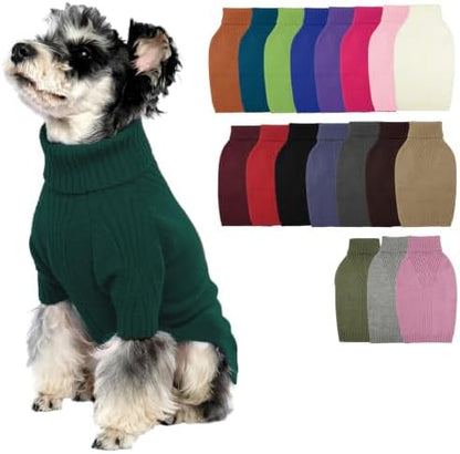 Turtleneck Dog Sweater, Thermal Knitted Sweater for Small Dogs (Green,M)