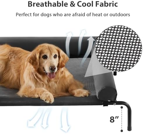 RRPETHOME Elevated Cooling Dog Cot Bed, Large Raised Outdoor Dog Bed