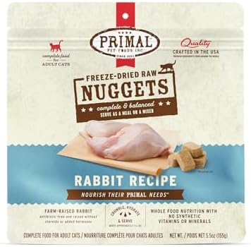 Primal Freeze Dried Raw Cat Food Nuggets, Rabbit, 5.5 oz