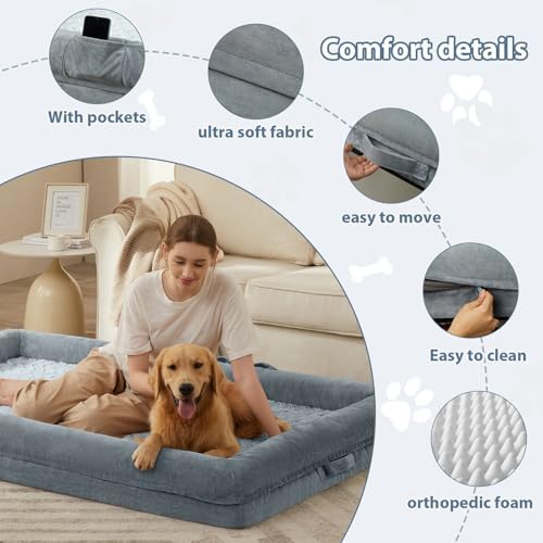 WNPETHOME Human Dog Bed Orthopedic for Adult & Dogs Comfy Sleeping