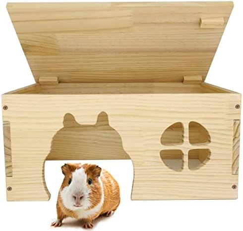 Wooden Guinea Pig Hideout, Chinchilla House, Baby Rabbit House, Dwarf Bunny Hut Hideout Wood, Small Animal Hideout for Rats, Hedgehog