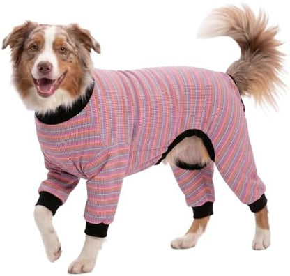 LovinPet Large Dog Pajamas, Pet Pajamas, Multicolor Stripe, 2XL