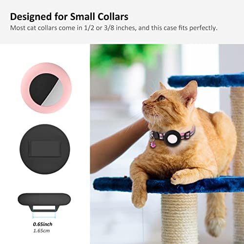 2022 AirTag Cat Collar Holder, Small AirTag Compatible Case, 2Pack Waterproof for 3/8" Collar, Black&Pink