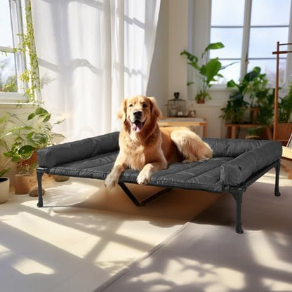 Veehoo Outdoor Elevated Dog Bed with Waterproof Bolster Cushion, Cooling