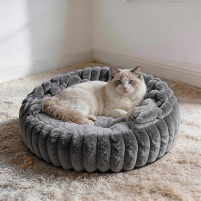 Cat Beds for Indoor Cats, 2 in 1 Cat Cave Bed Kitten Bed for Small Pets, Small Dog Bed with Cover, Pet Bed for Puppy and Kitten with Anti-Slip Bottom-Dark Gray-20 inches