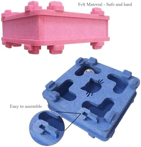 IUHKBH Cat Puzzle Toy, Soft Felt Intelligence Mind Game Track Balls Interactive Kitten Toy Puzzle Box for Indoor Cats, Easy to Assemble [Green]