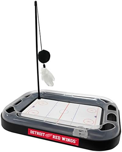 Pets First 5-in-1 NHL Detroit Red Wings Hockey Field Cat Scratcher Toy with Interactive Cat Ball Bell in Tracks