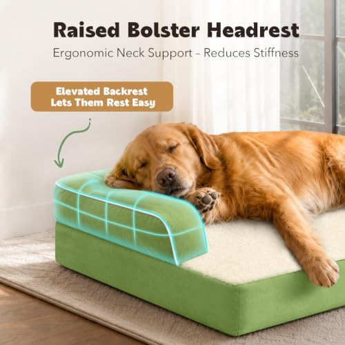 MEKIY Orthopedic Waterproof Jumbo Dog Bed with Bolster for Extra Large Dogs