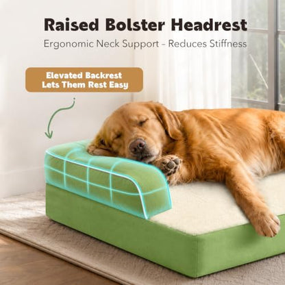 MEKIY Orthopedic Waterproof Jumbo Dog Bed with Bolster for Extra Large Dogs
