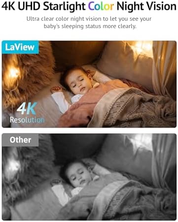 LaView 8MP 4K Cameras for Home Security Indoor,Home Security Camera for Baby/Elder/Pet/Nanny,Baby Cam Starlight Sensor Color Night Vision,US Cloud Service,Compatible with Alexa