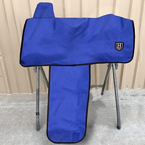 Harrison Howard Long-Lasting 6 Elastic Straps 600 Denier Waterproof Western Saddle Cover-Blue