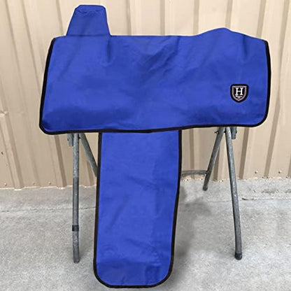 Harrison Howard Long-Lasting 6 Elastic Straps 600 Denier Waterproof Western Saddle Cover-Blue