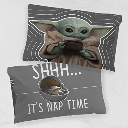 Star Wars Mandalorian Baby Yoda Grogu Kids Pillowcase, Gray