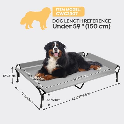 Veehoo Cooling Elevated Dog Bed, Raised Dog Cot with Guardrail & Headrest
