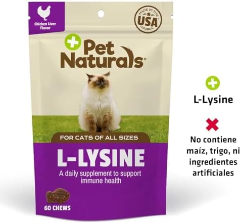 Pet Naturals Lysine for Cats,Chicken Flavor,60 Chews - Immune and Respiratory Support for Cats - No Wheat or Corn - Vet Recommended,(Pack of 2)