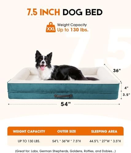 Upvilla Orthopedic Dog Bed XXL, Four-Sided Dog Sofa, Washable Cover, Blue