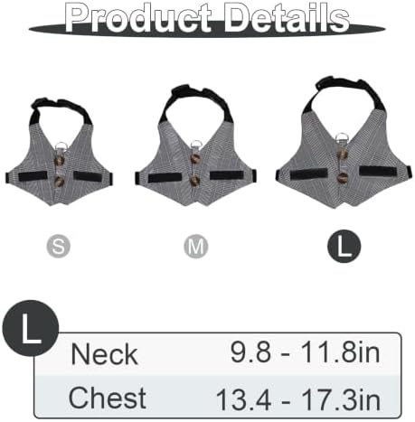 Hypeety Multipurpose Rabbit Vest Harness and Leash Set Adjustable Vest, L