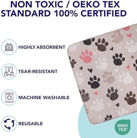 PUPIBOO Washable Pee Pads for Dogs and Cats - Super Absorbent Reusable Puppy Training Pads - 100% Waterproof, Leak-Proof & Non-Slip Whelping Pads for Pet Housebreaking