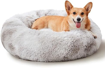 Western Home Calming Donut Cat Bed Small Dog Bed Washable,20" White Grey