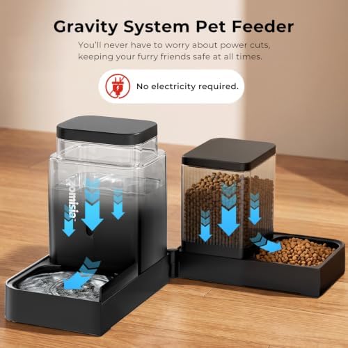 ZOMISIA Gravity Cat Feeder and Water Dispenser, 0.8 Gal x 2, White & Green
