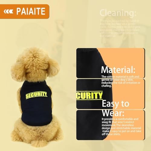 Discover Cozy Cotton Canine Wear: Soft, Lightweight, and Breathable Dog Shirt Vest with Eye-Catching Graphics(Security), Keeping Your Furry Friend Warm and Comfy! Grey XS