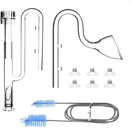 FZONE Aquatic Glass Lily Pipe Set with Skimmer Inflow and Outflow for Aquarium Filter 5/8''(16/22mm) Tubing