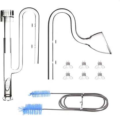FZONE Aquatic Glass Lily Pipe Set with Skimmer Inflow and Outflow for Aquarium Filter 5/8''(16/22mm) Tubing