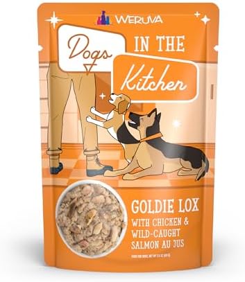 Weruva Dogs in The Kitchen, Goldie Lox with Chicken & Wild-Caught Salmon Wet Dog Food, 2.8oz Pouch (Pack of 12)