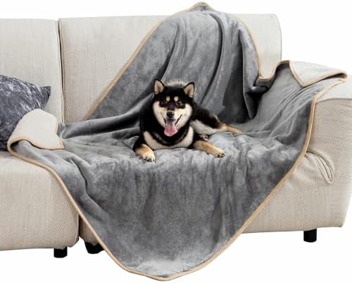 Bedsure Waterproof Dog Blankets for Large Dogs Sherpa Fleece Throw, 40X50