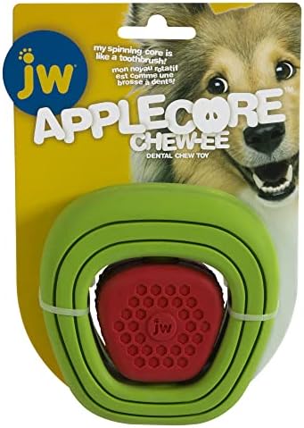 JW CHEW-EE Dental Dog Chew Toy; Cleans Your Pet's Teeth and Gums As They Play; Add Their Favorite Flavors, Apple Core