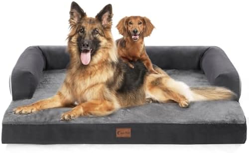 Orthopedic Dog Bed for Extra Large Dogs, Dark Grey, 53x42in