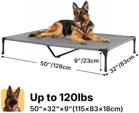 Veehoo Outdoor Elevated Dog Bed Large Sized Dogs, Cooling Raised Dog Cots