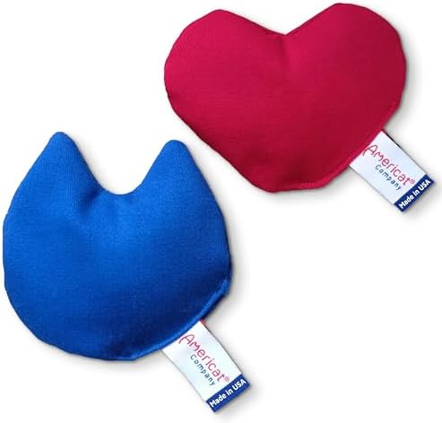 Americat Company 2-Pack Catnip Toys Made in USA Cat & Heart Plush Toys Filled with Organically-Grown Catnip